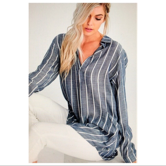 Striped tunic Sz L left - Picture 5 of 6